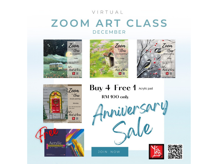Acrylic Painting ZOOM Art Class  (Anniversary Package )